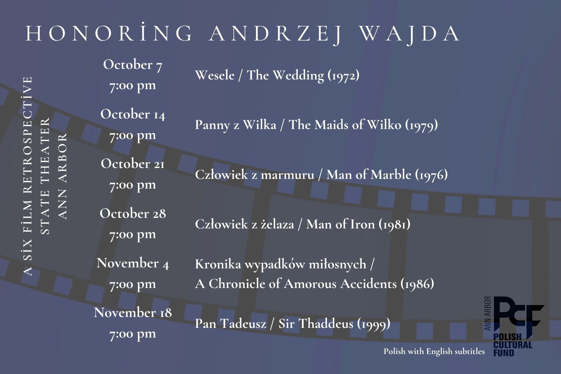 Schedule of Wajda Movies
